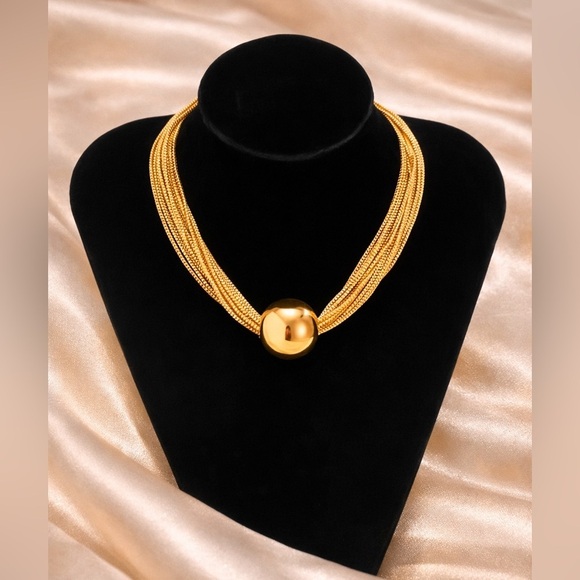 Anthropologie Jewelry - Avangarde Elegant Gold Ball Multilayer Necklace